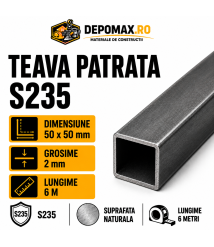 Teava patrata 50 x 50 x 2 mm, 6 metri